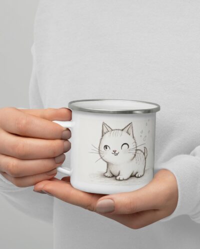 Artistic Mug with Pencil-Drawn Cat Design - Perfect Gift for Cat and Art Lovers
