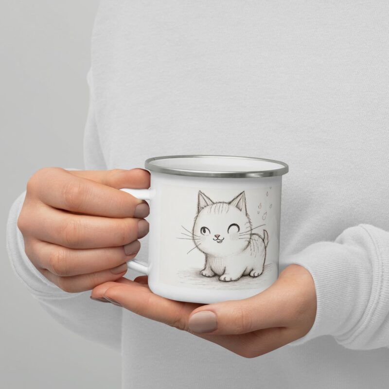 Artistic Mug with Pencil-Drawn Cat Design - Perfect Gift for Cat and Art Lovers