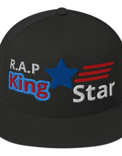 Rap King Star Flat Bill Cap - Hip Hop Royalty with Premium Embroidery & Bold Green Undervisor!