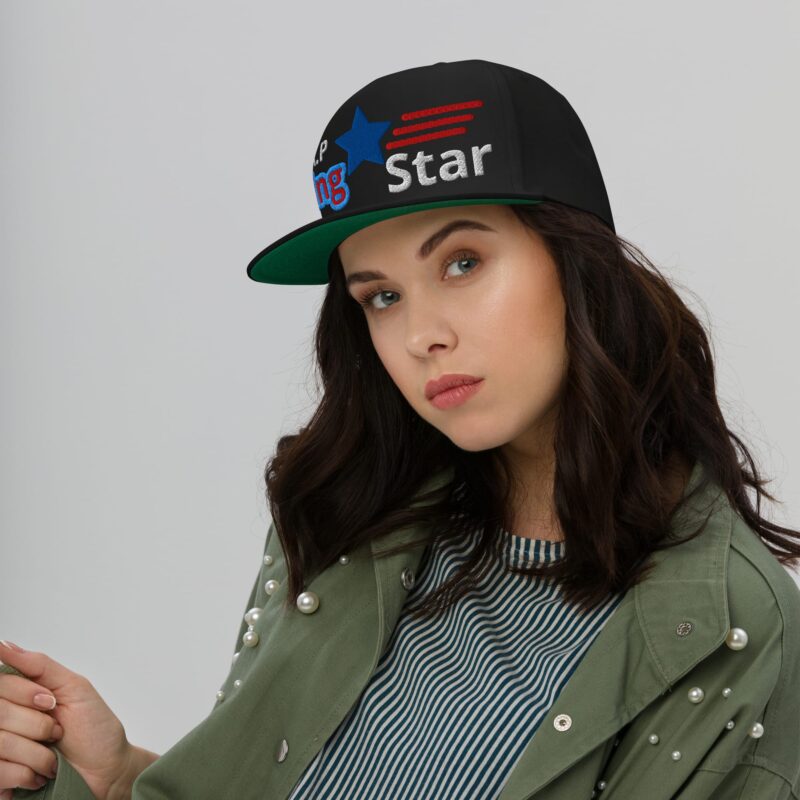 Rap King Star Flat Bill Cap - Hip Hop Royalty with Premium Embroidery & Bold Green Undervisor! - Image 4