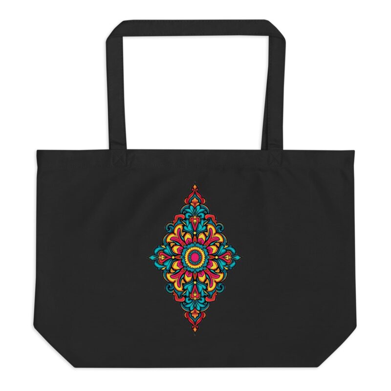 Large organic cotton tote bag with dual straps"